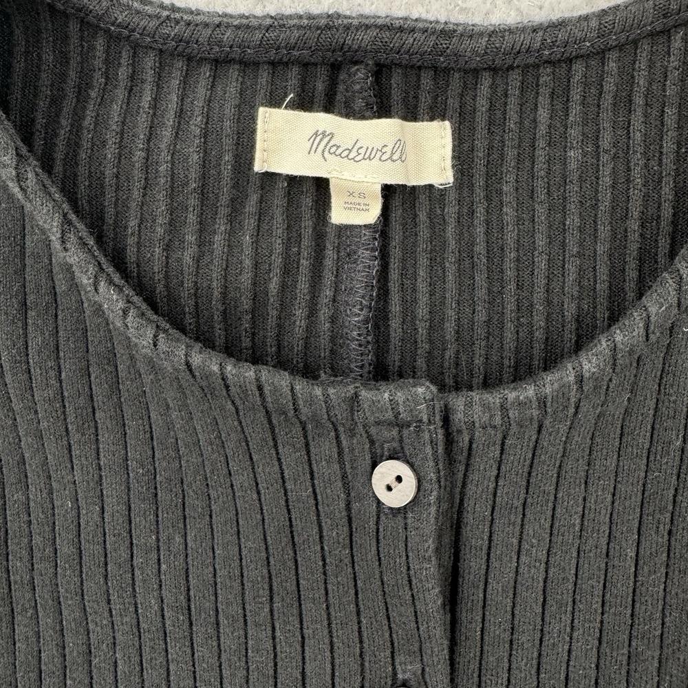 Madewell Dress Womens‎ XS Black Ribbed Button up Pencil Fitted Knit Stretch - Picture 3 of 7